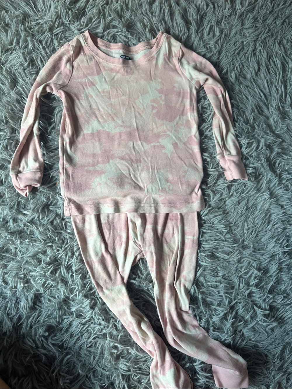 Girls Pink & Cream Camo Unicorn Pajama Set